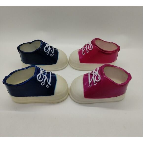 Two Pair Of Tennis Shoes For 12 Inch Dolls - Sneakers Hi Tops - Pink - Blue - Picture 3 of 6